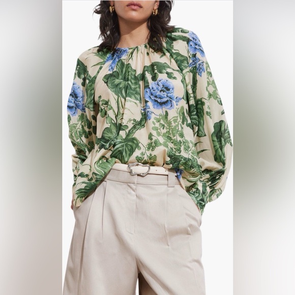 & Other Stories Green and Blue Floral Blouse - Picture 2 of 4